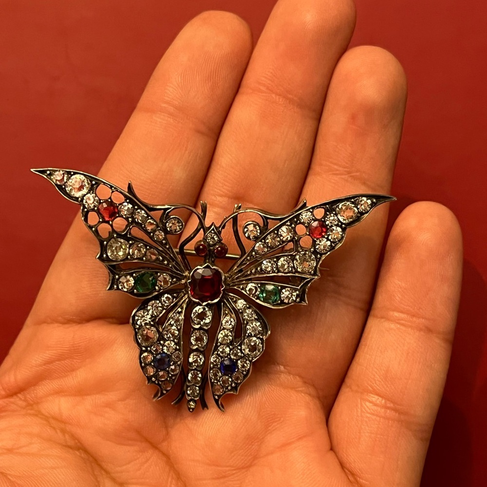 Victorian paste butterfly brooch